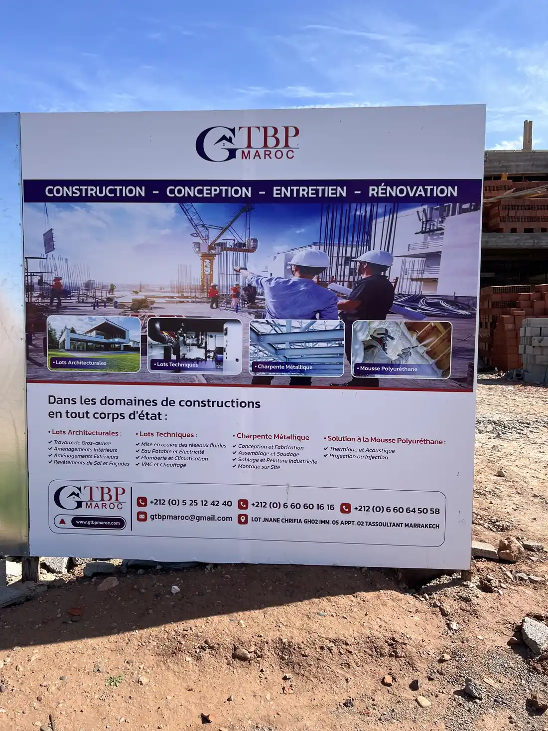 Panneau de chantier GTBP MAROC